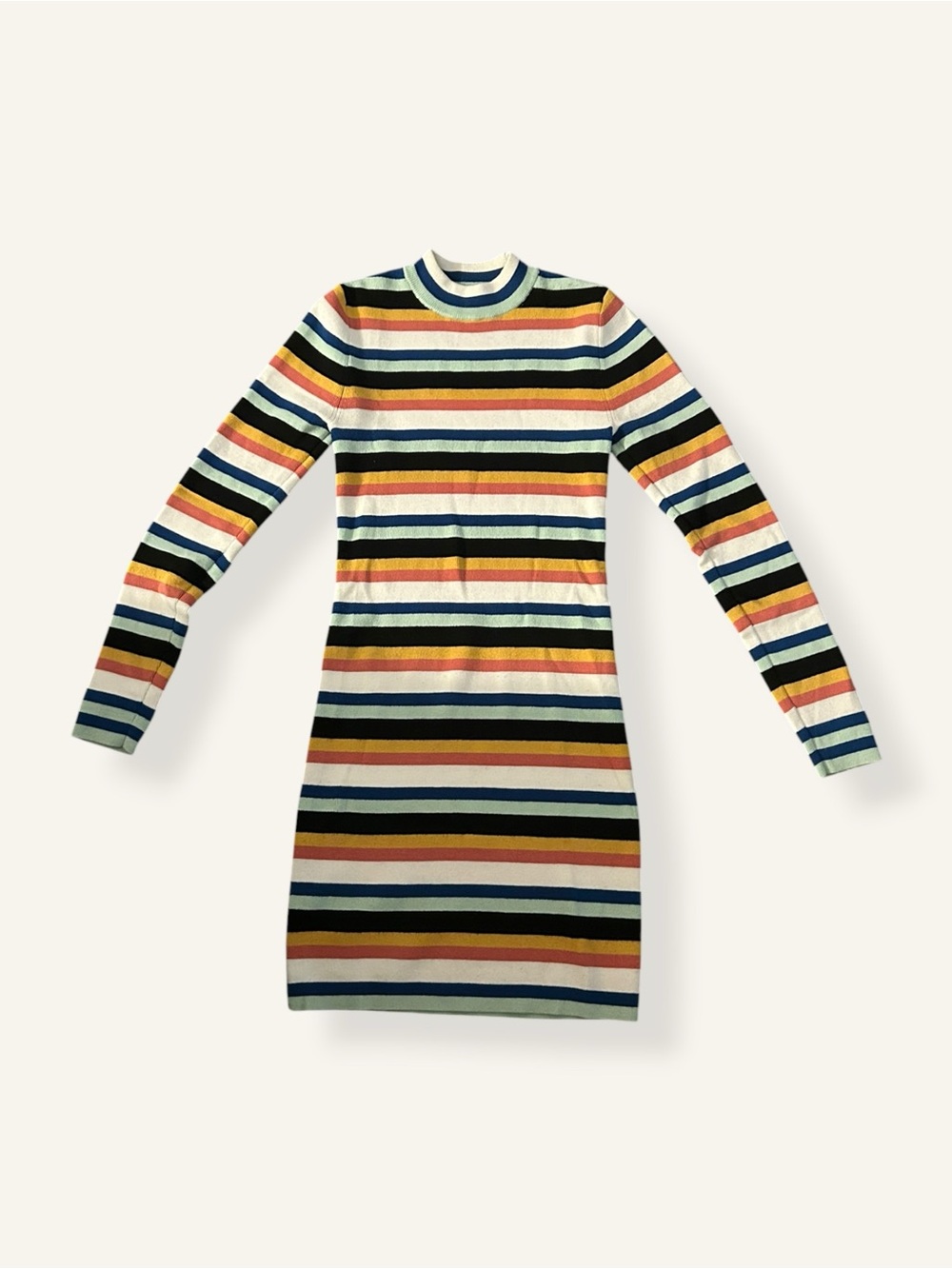 B.P. Multicolor Stripe Knit Mock Neck Dress